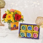 Sparks of Joy Diwali Flower Arrangement and Diyas