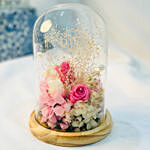 Pink Forever love Roses in Glass dome