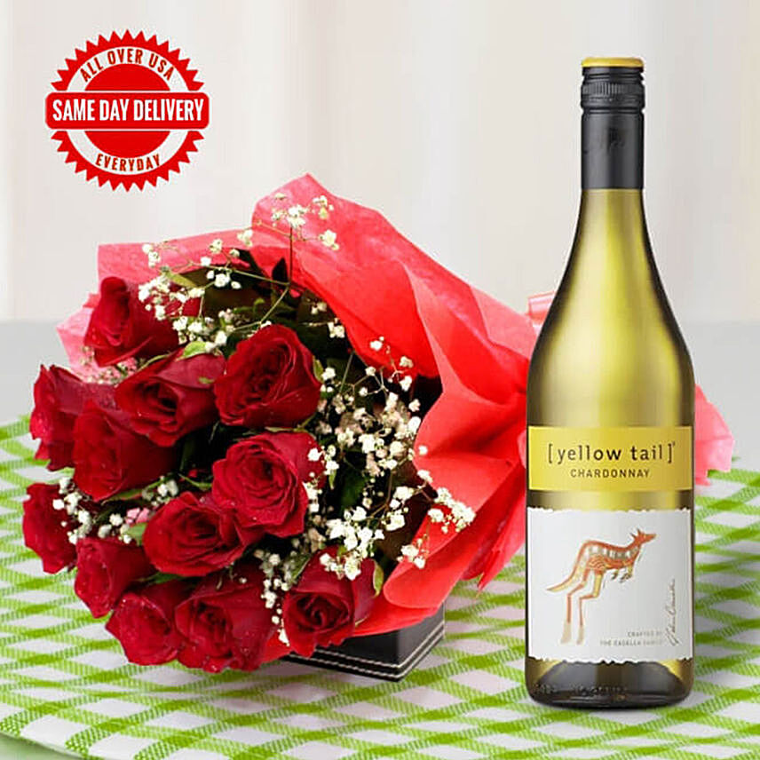 White Wine & Roses: Send Gifts to USA