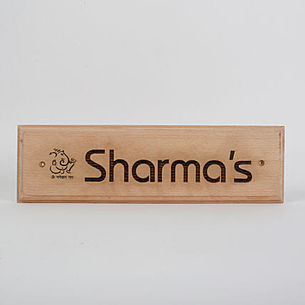 wooden personalised name plate