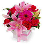 Pink Flowers Box Arrangement