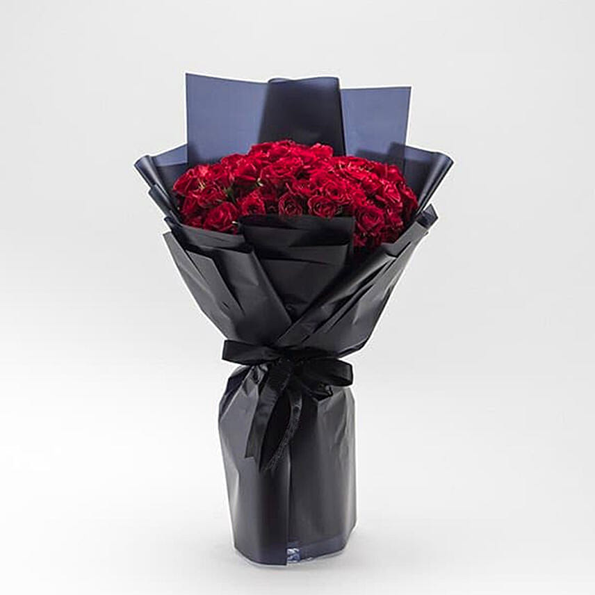 Beautifully Tied Romantic Red Rose Bouquet