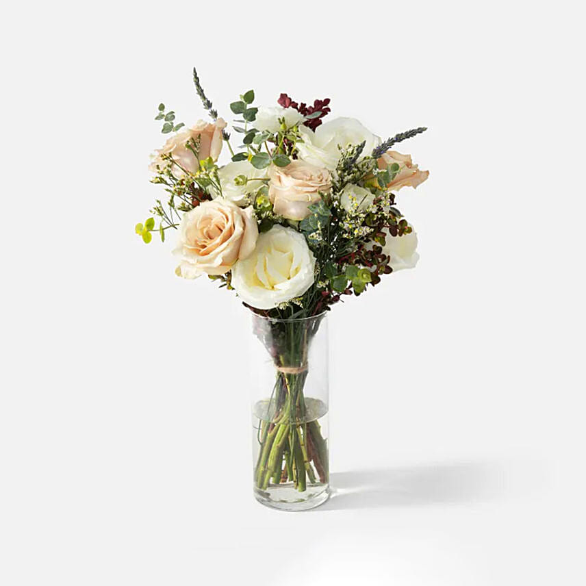 Blissful Assorted Rose Vase Arrangement