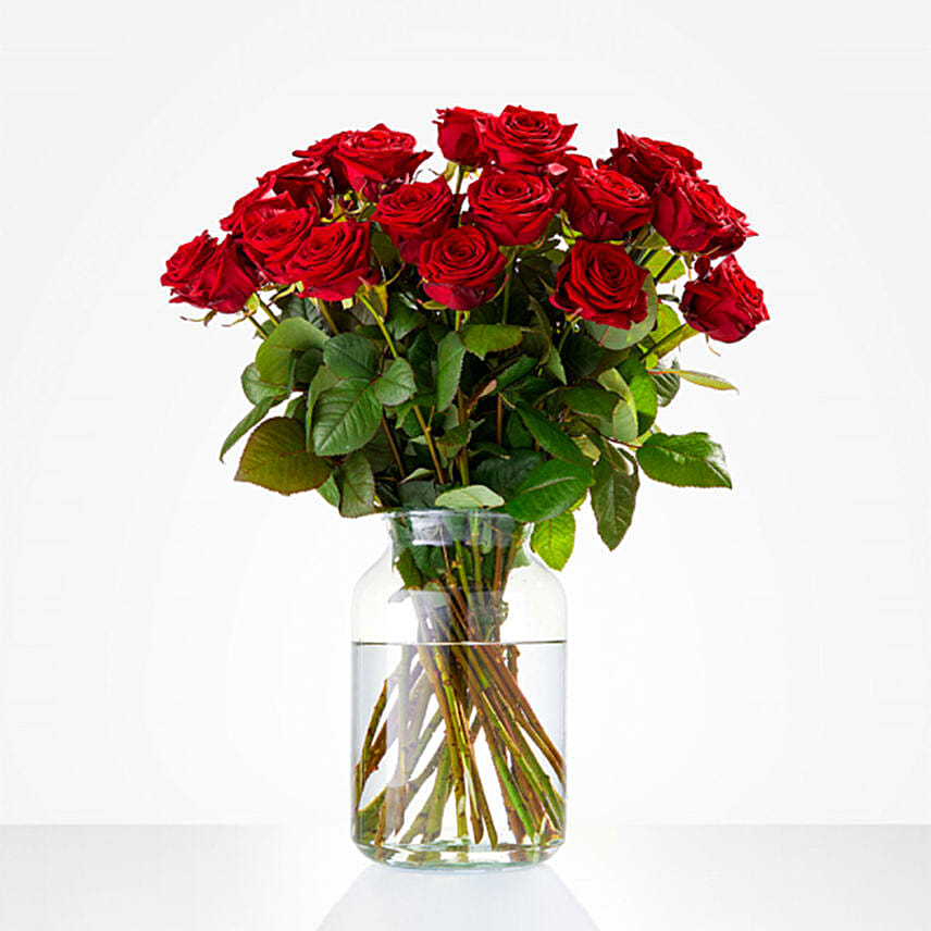 Romantic Red Rose Vase Arrangement