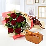 6 Red Roses and Godiva Chocolate Combo BH