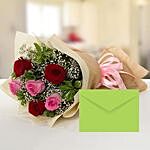 Attractive Roses Bouquet With Greeting Card BH