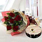 Enchanting Rose Bouquet With Marble Cake BH