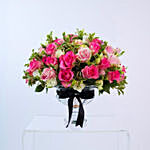 Alluring Pink Rose & Spray Rose Vase Arrangement