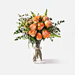 Blooming Peach Rose & Snapdragon Vase Arrangement