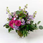 Premium Pink Rose & Delphinium Vase Arrangement
