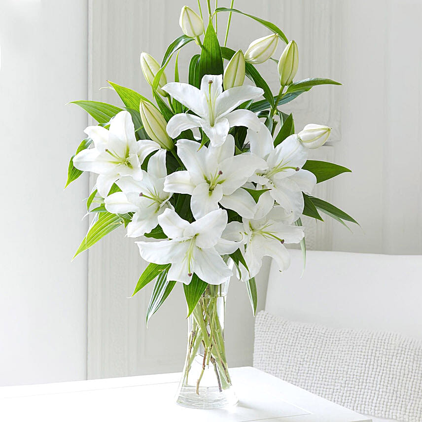 Serene White Lilies In Vase