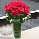 Love Is In The Air Red Roses In Glass Vase