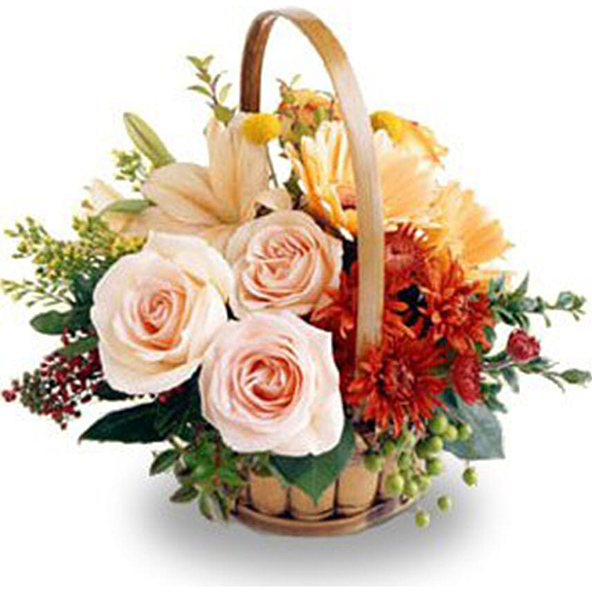 Bunch of Delicate Flowers In Basket