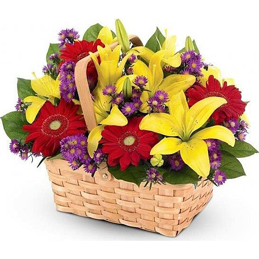 Elegant Basket Arrangement of Mixed Flowers