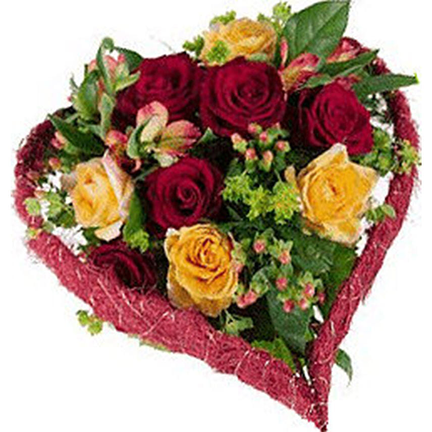 Heart Shaped Arrangement of Mixed Roses