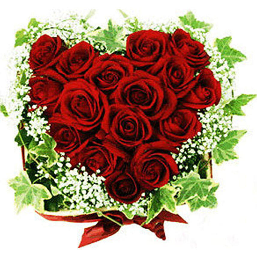 Heart Shaped Arrangement of Red Roses