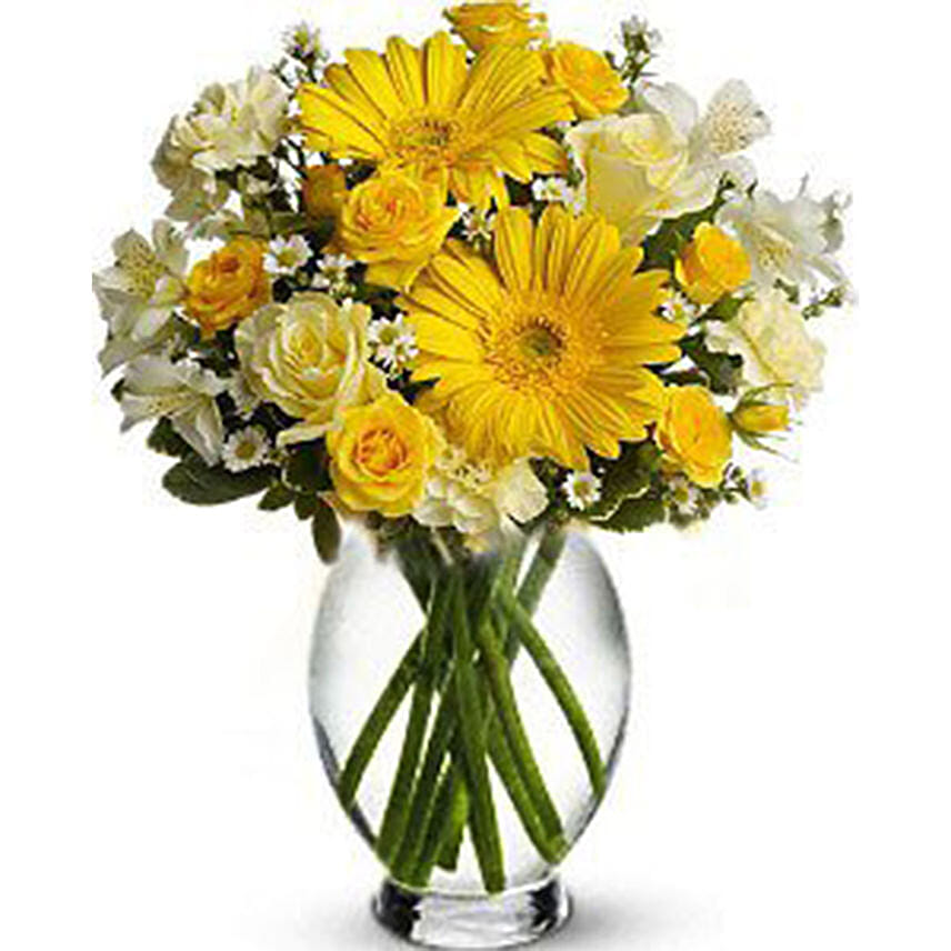 Lovely Glass Vase Arrangement of Flowers