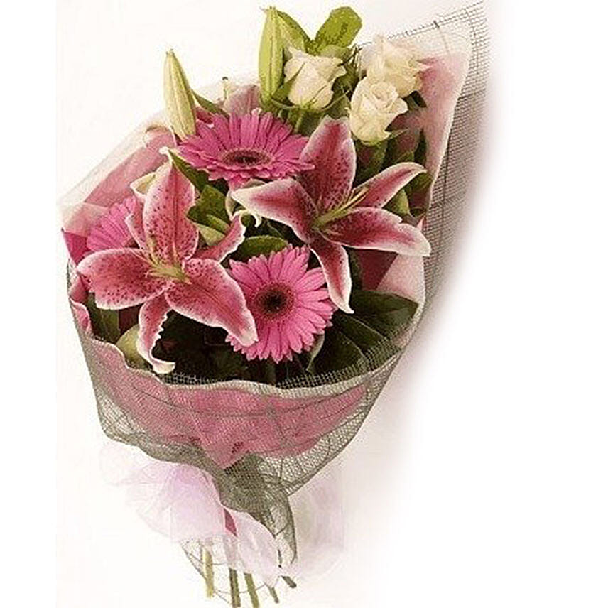 Roses Lilies & Gerberas Elegant Bouquet