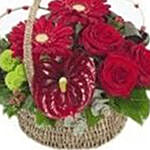 Basket Arrangement of Roses & Anthuriums