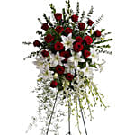 Funeral Spray of Roses Lilies & Mixed Flowers