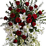 Funeral Spray of Roses Lilies & Mixed Flowers