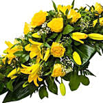 Funeral Spray of Yellow Roses & Lilies