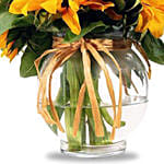 Sunshine Bunch of Sunflowers In Glass Vase