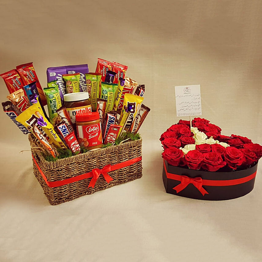 Hearty Red Roses & Choco Treats