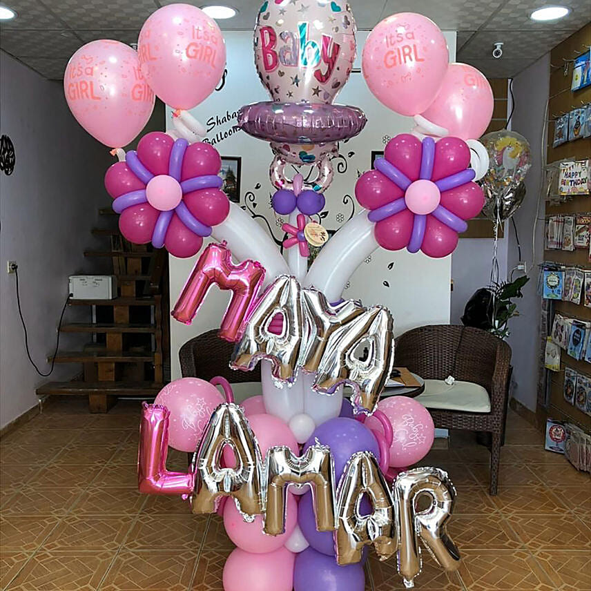 Twin Baby Girls Balloon Decor