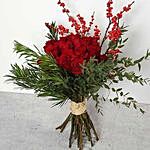 Red Roses and Ilex Berries Bouquet JD