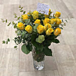 Gorgeous Yellow Roses With Vase