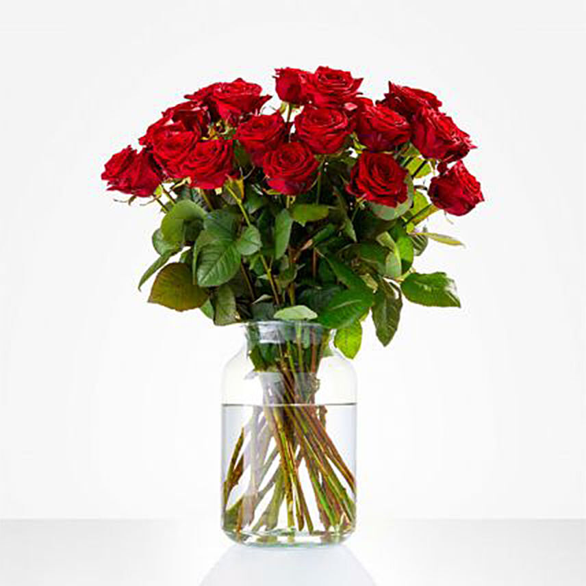 Romantic Red Rose Vase Arrangement