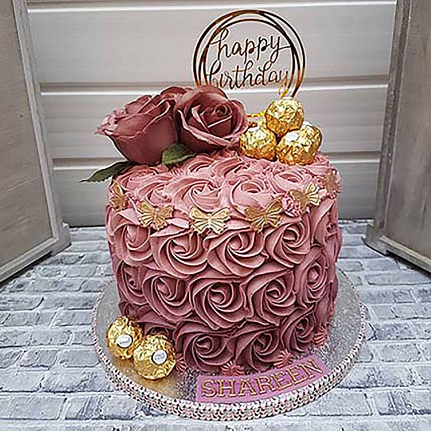 Rosy Birthday Cake