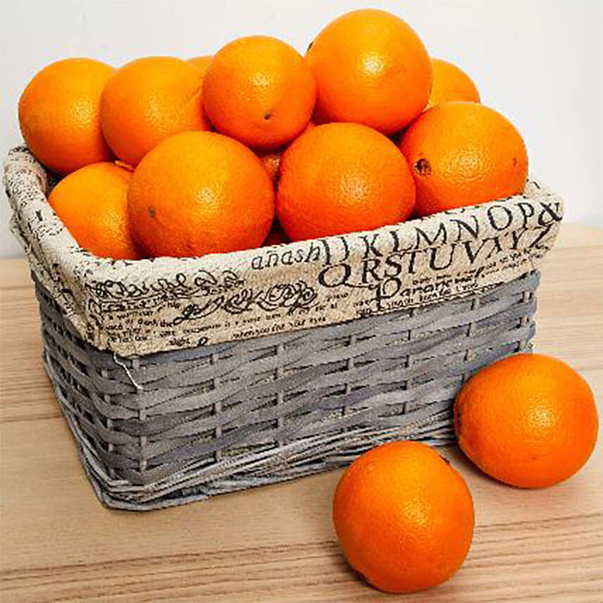 Wooden Basket Of Oranges 5 kgs