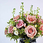 Appealing Light Pink Rose & Spray Rose Arrangement