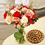 Nightingale Sweet 1 Kg And Mix Flower Vase