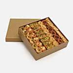 Pink Roses Box With Mix Half Kg Baklava Sweets