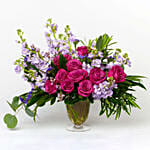 Premium Pink Rose & Delphinium Vase Arrangement