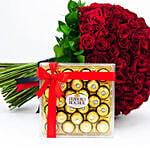 150 Red Roses Posy N Ferrero Rocher