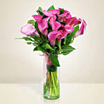 Gracious Pink Calla Lilies Glass Vase