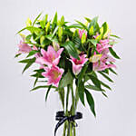 Serene Pink Oriental Lilies Vase Arrangement