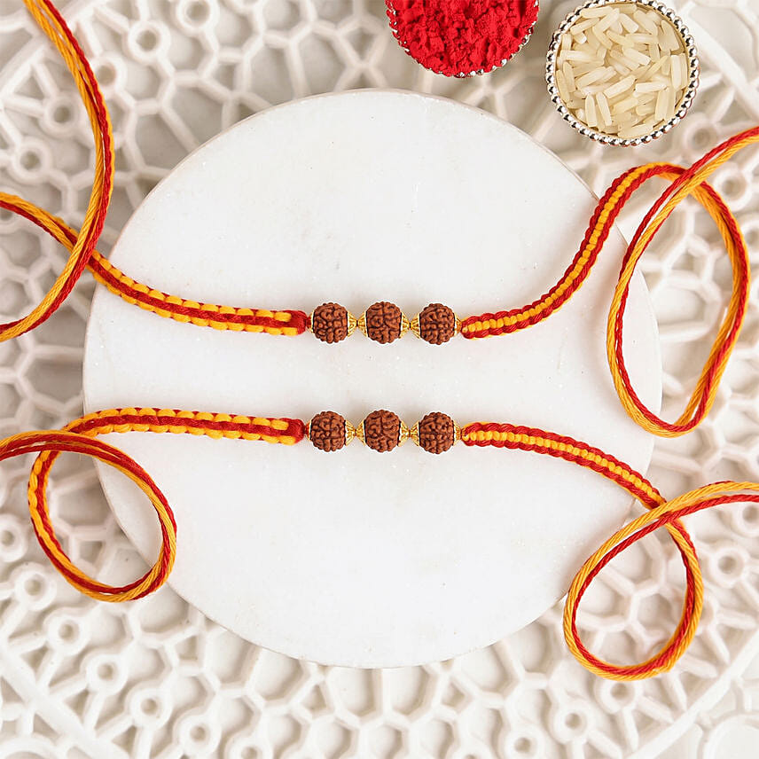 Auspicious Rudraksha Rakhi Set with Cashews