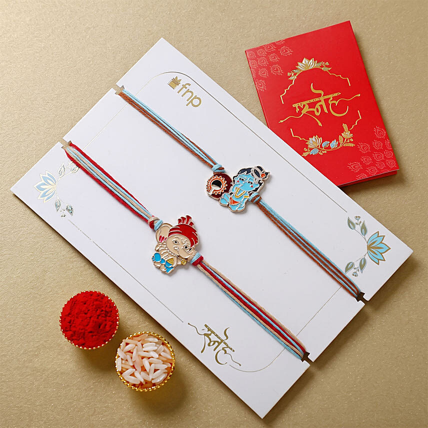 Bal Ganesha and Bal Krishna Rakhi Set