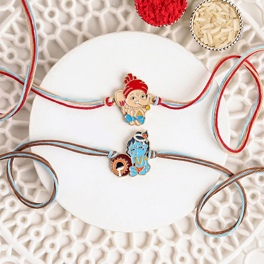 Bal Ganesha and Bal Krishna Rakhi Set
