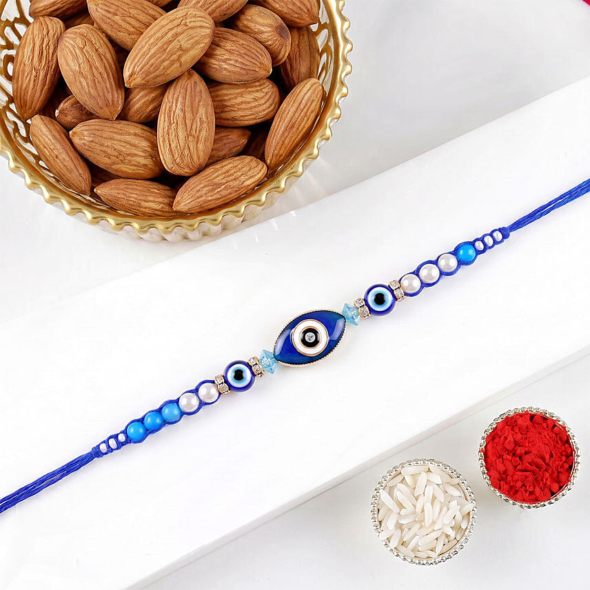 Feng Shui Blue Evil Eye Rakhi with Almonds