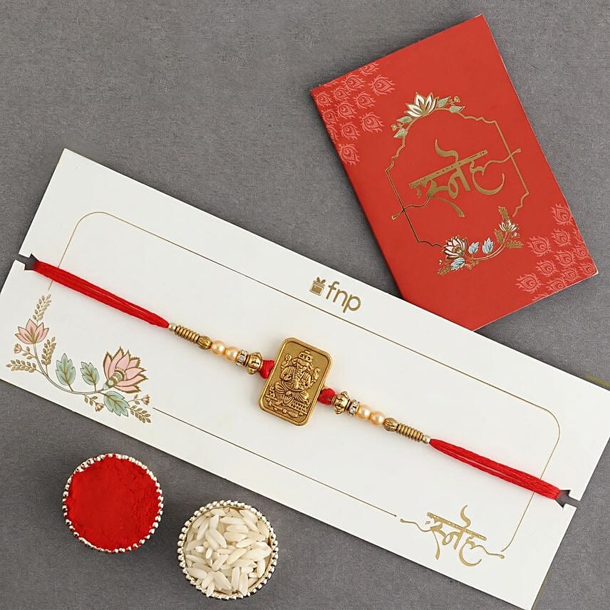 Sneh Devotional Ganesha Rakhi with Cashews