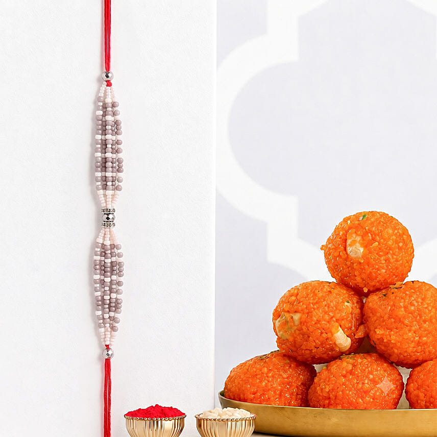 Sneh Exquisite Pearl Rakhi with Laddoo