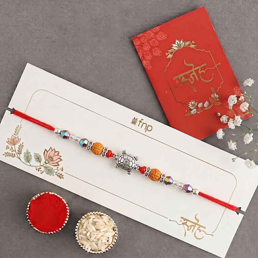 Sneh Striking Feng Shui Turtle Rakhi with Cashews