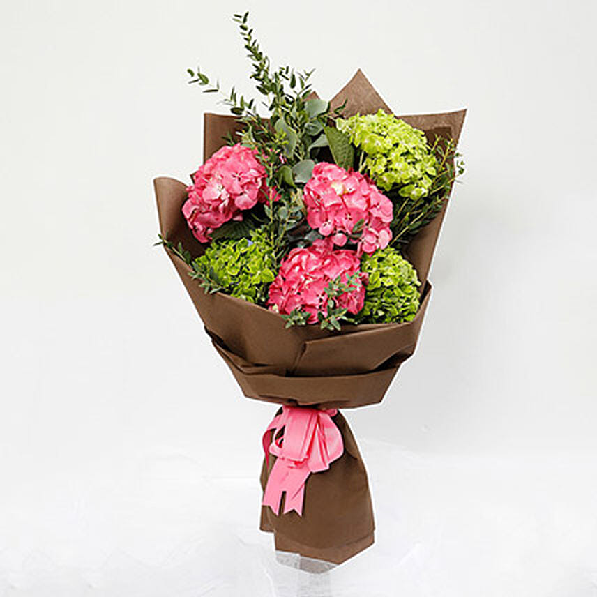 Pink and Green Hydrangea Bouquet