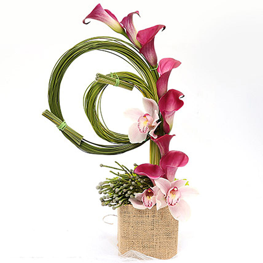 Aesthetic Calla Lilies and Cymbidium Arrangement